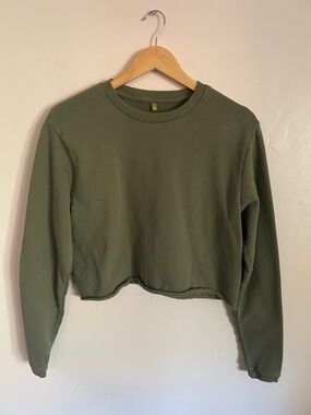 Organic Soft Sage Green Cropped Crewneck Sweatshirt